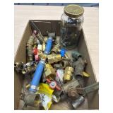 Box of brass fittings and valves