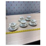 Set of 5 matching tea cups and saucers Royal