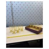 Set of 6 yellow glasses and set of 4- 1 has chip