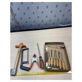 Wood carving Chisels, hammer and more