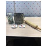 Vi rage Atlas canning jar with sea glass, Coca