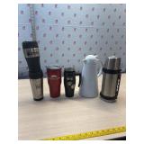 Travel mugs, carafe and thermos