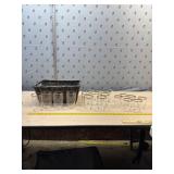 Set of 18 Silver rimmed glasses and basket