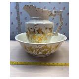 Lg Vintage Pitcher and Bowl set does have crazing