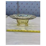 Footed Yellow Glass bowl marked CGq