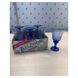 Set of 7 Cobalt Blue stem glasses