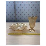 Vintage Carnival Glass Ruffled Iris bowl and