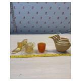 Fenton ? shoe and hat toothpick holder, geese