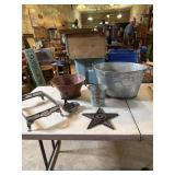 17ï¿½ Galvanized bucket with tile, star and much