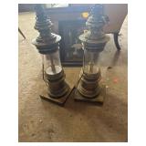 2 brass lamps heavy