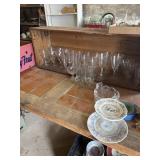 Cook books and large lot of glassware