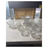 Pedestal, 7 small bowls and 1 large