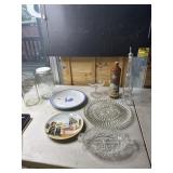 Glass canister, relish dishes oil bottle and more