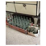 Wood Coca Cola crate and bottles