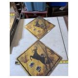 2 deer crossing tin signs