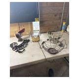 Metal Rooster wall art, metal baskets and more
