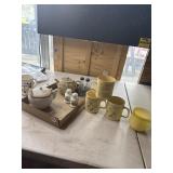 Coffee cups, teapots and S&P shakers