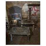 Mirror pedestal table brads and glass end table