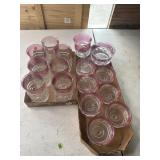Tiffin Glass Kings Crown Raspberry Set