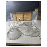 Vintage glass light shade, 4 champagne glasses