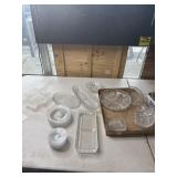 Lg lot of vintage clear glass including 8 butter