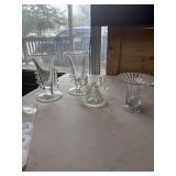 Heisey Vases, candle holder, glass Swan dish & 2