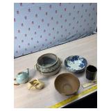 Tea pot, butter dipper, stoneware pots and more