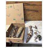 Wood box with traps stove leg and Shakespeare