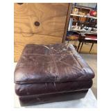 Leather footstool  24ï¿½x24ï¿½x16ï¿½