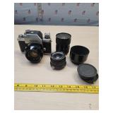 Nikon F 35MM camera and misc lenses