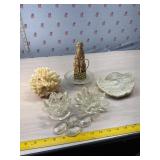Coral, Crstal candle holder need repair and wood