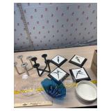 2 candle Holders. MCM wall art, plastic shell