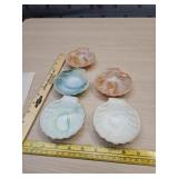 Akro agate / slag glass shell trinket dishes