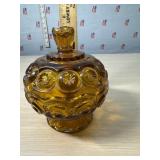 LE Smith Amber Glass Moon & Stars Covered Compote