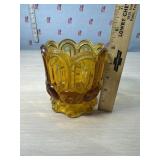 Vtg LE Smith Moon and Stars Amber Glass Scalloped