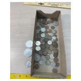 Box of coins and tokens