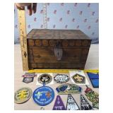 Wood box with Boy Scout patches