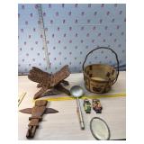 Apple basket with folding book holder. Owl with