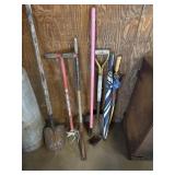 Yard tools and umbrellas