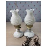 Vintage Milkglass Hobnail lamps both work