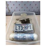 License plates chain and bags