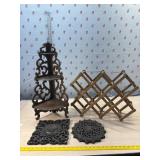 Small corner shelf, folding wine bottle holder