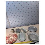 Plastic serving tray, tankard, several pc of