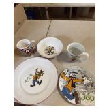 Goofy cups plates and bowl
