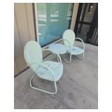 Vintage  metal patio chairs and table
