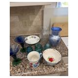 Vases, Martini glasses,Pioneer Woman mug and bowl