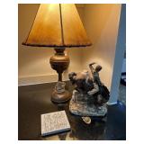 Copper lamp, cowboy decanter with broken hat and