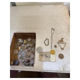 Tokens, Coins, rocks Jewelry and foreign money