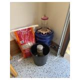 Bird seed feeder, hummingbird feeder and bucket