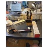 Vintage Rival Juice-o-mat, hole punch, knife set